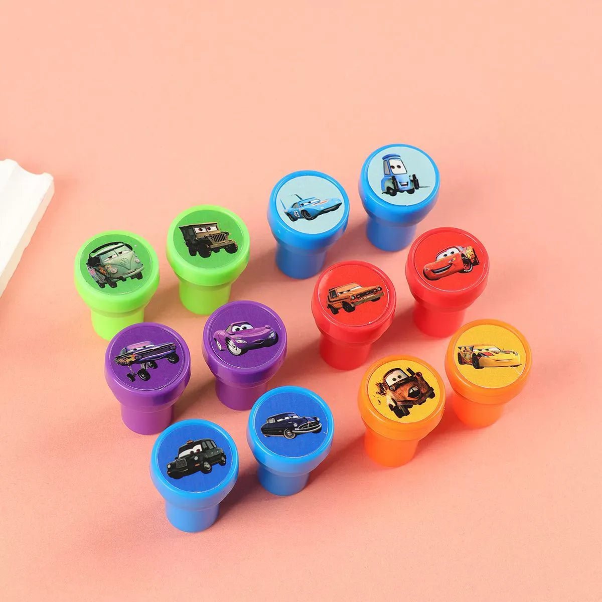 Kids Stamps 12pcs Cartoon Racing Cars Toys Party Favours - Party Owls