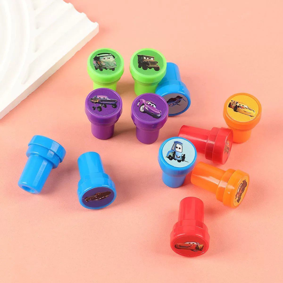 Kids Stamps 12pcs Cartoon Racing Cars Toys Party Favours - Party Owls