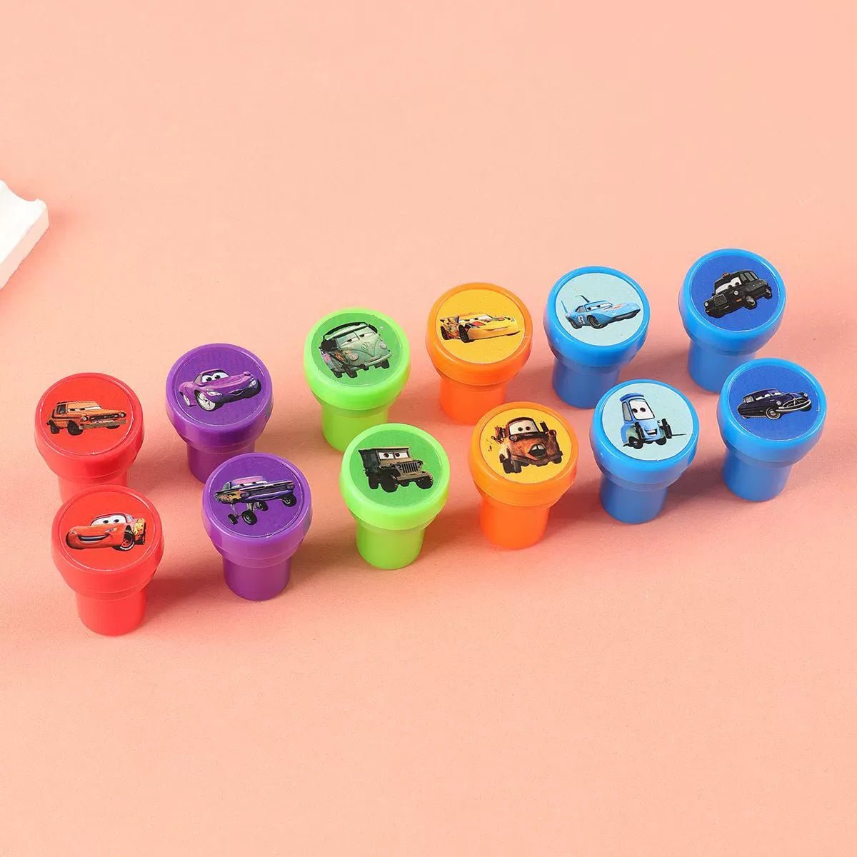 Kids Stamps 12pcs Cartoon Racing Cars Toys Party Favours - Party Owls
