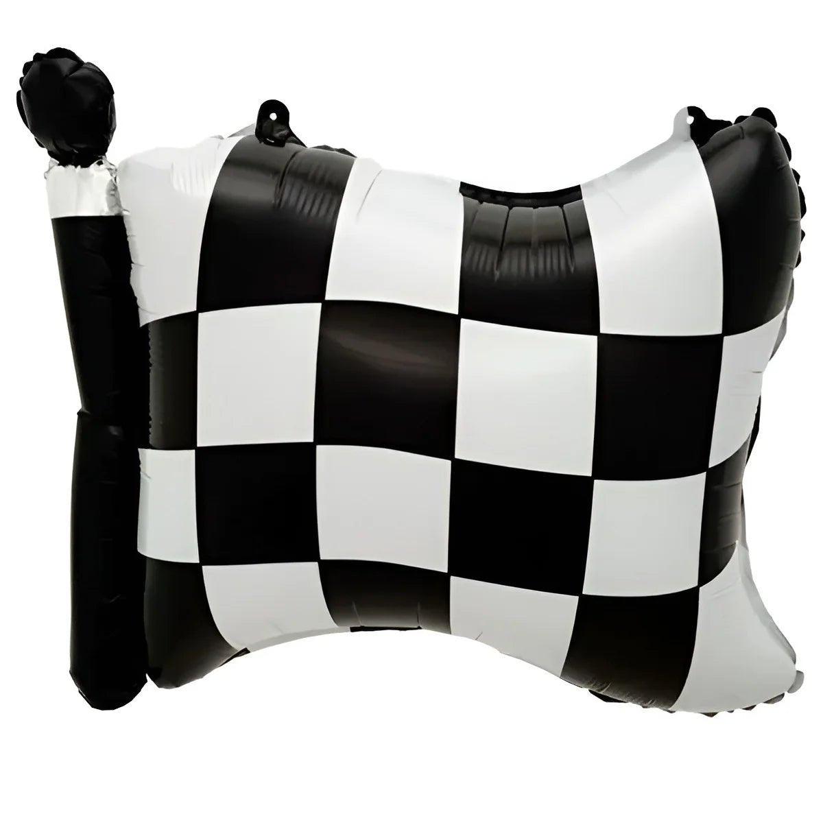 Large Black & White Checkered Flag Foil Balloon 60cm (23.5") - Party Owls
