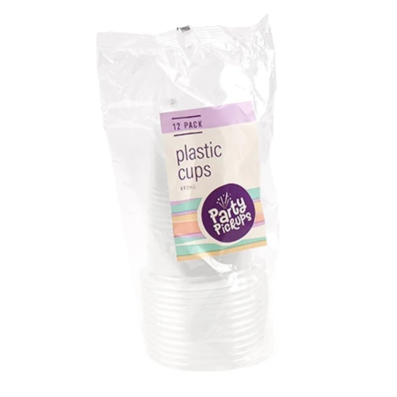 Large Clear Plastic Party Cups 490ml 12pcs - Party Owls