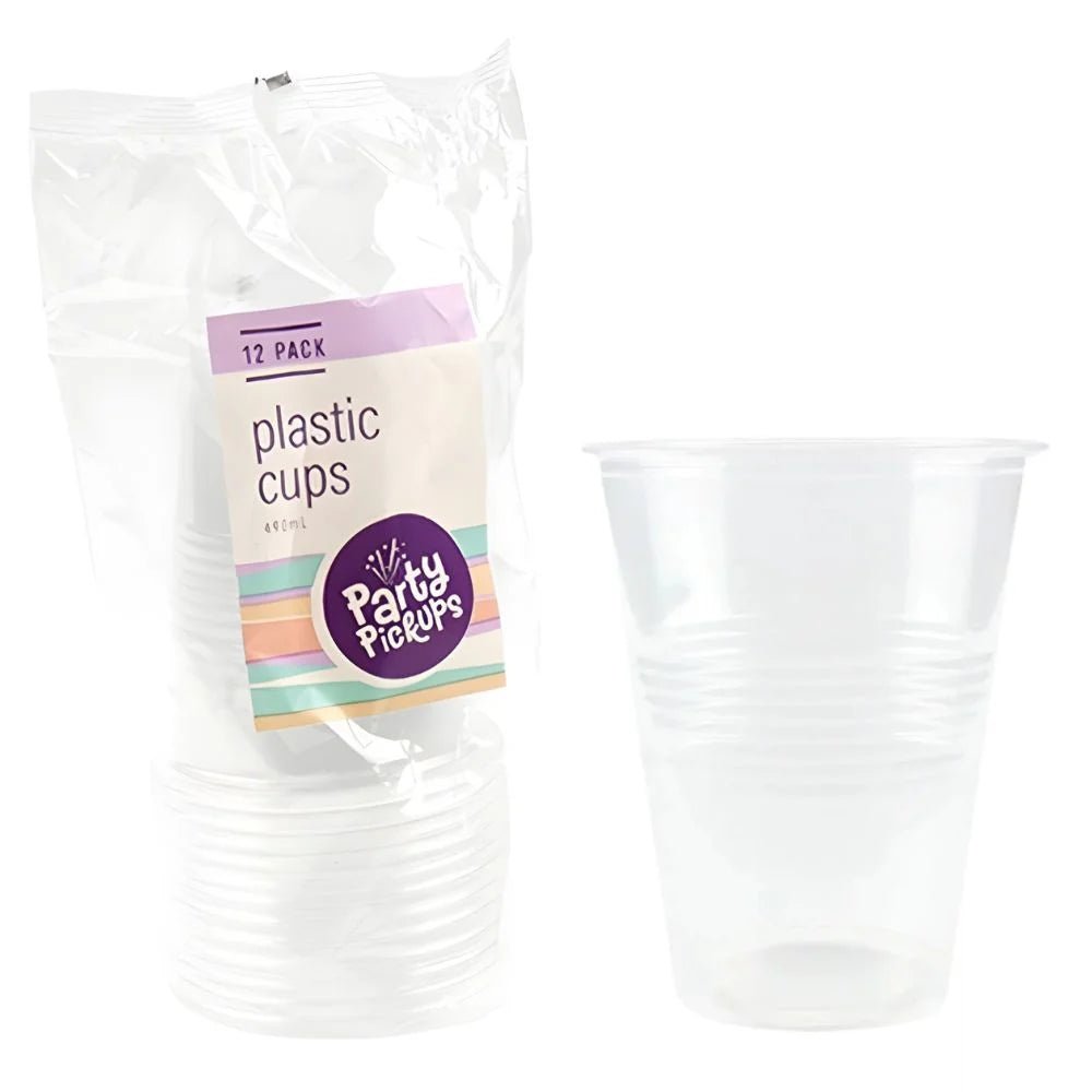Large Clear Plastic Party Cups 490ml 12pcs - Party Owls