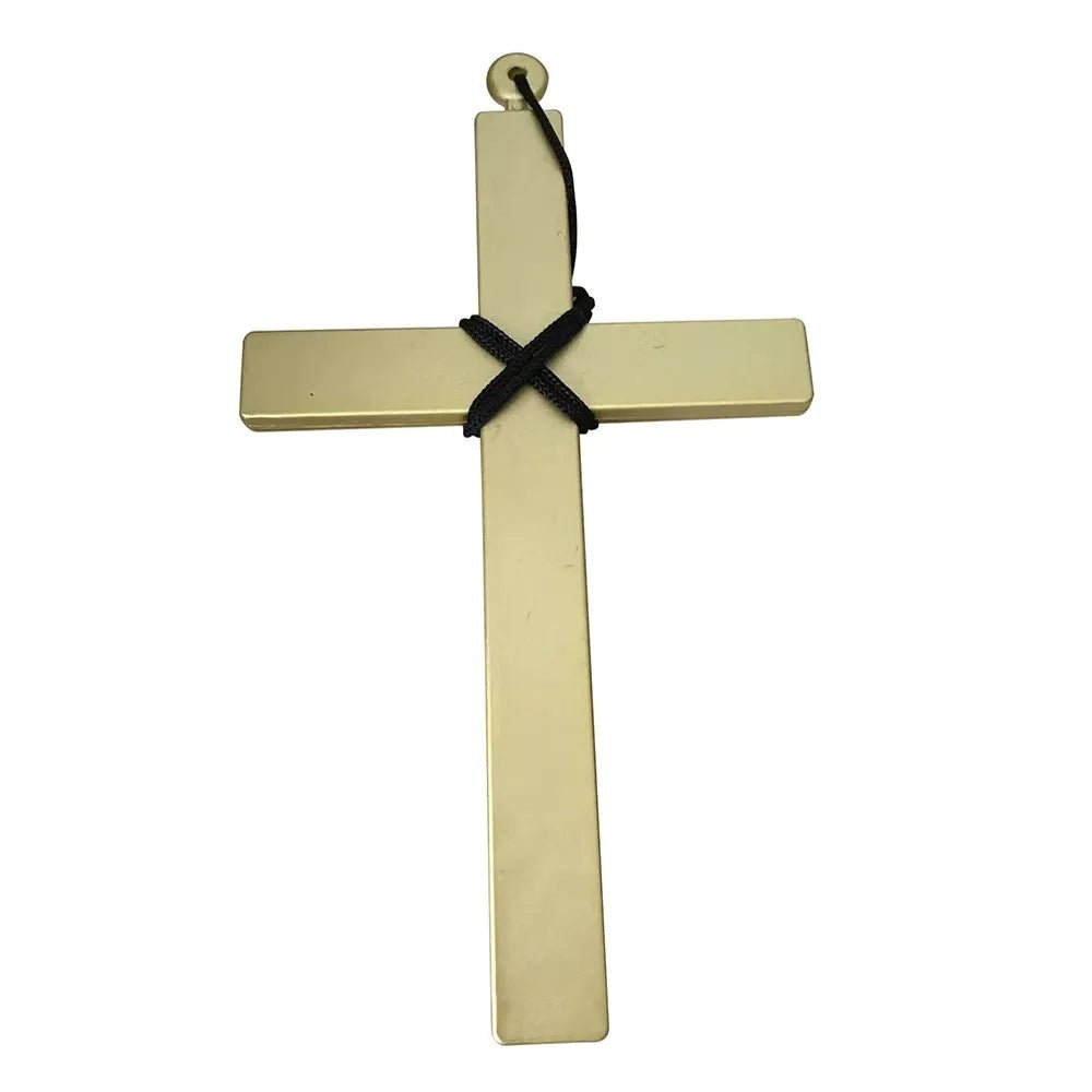 Large Gold Plastic Monk's Cross 23cm (9") Halloween Accessories - Party Owls
