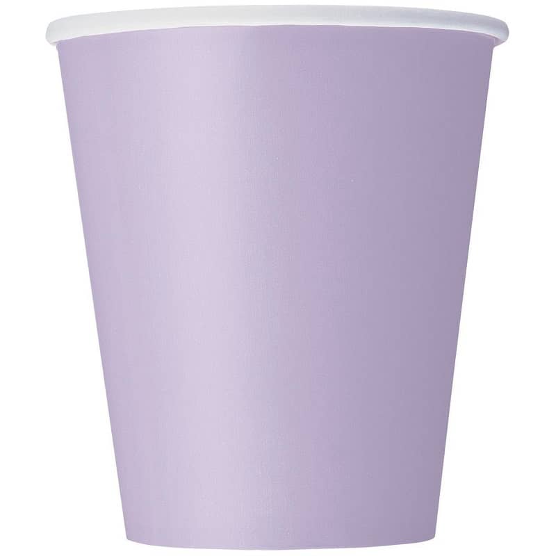 Lavender Solid Colour Paper Cups 8pk - Party Owls