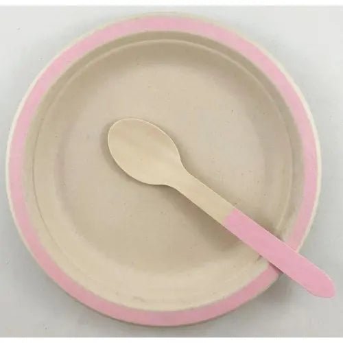 Light Pink Wooden Spoons 155mm 10pk Cutlery Pack - Party Owls