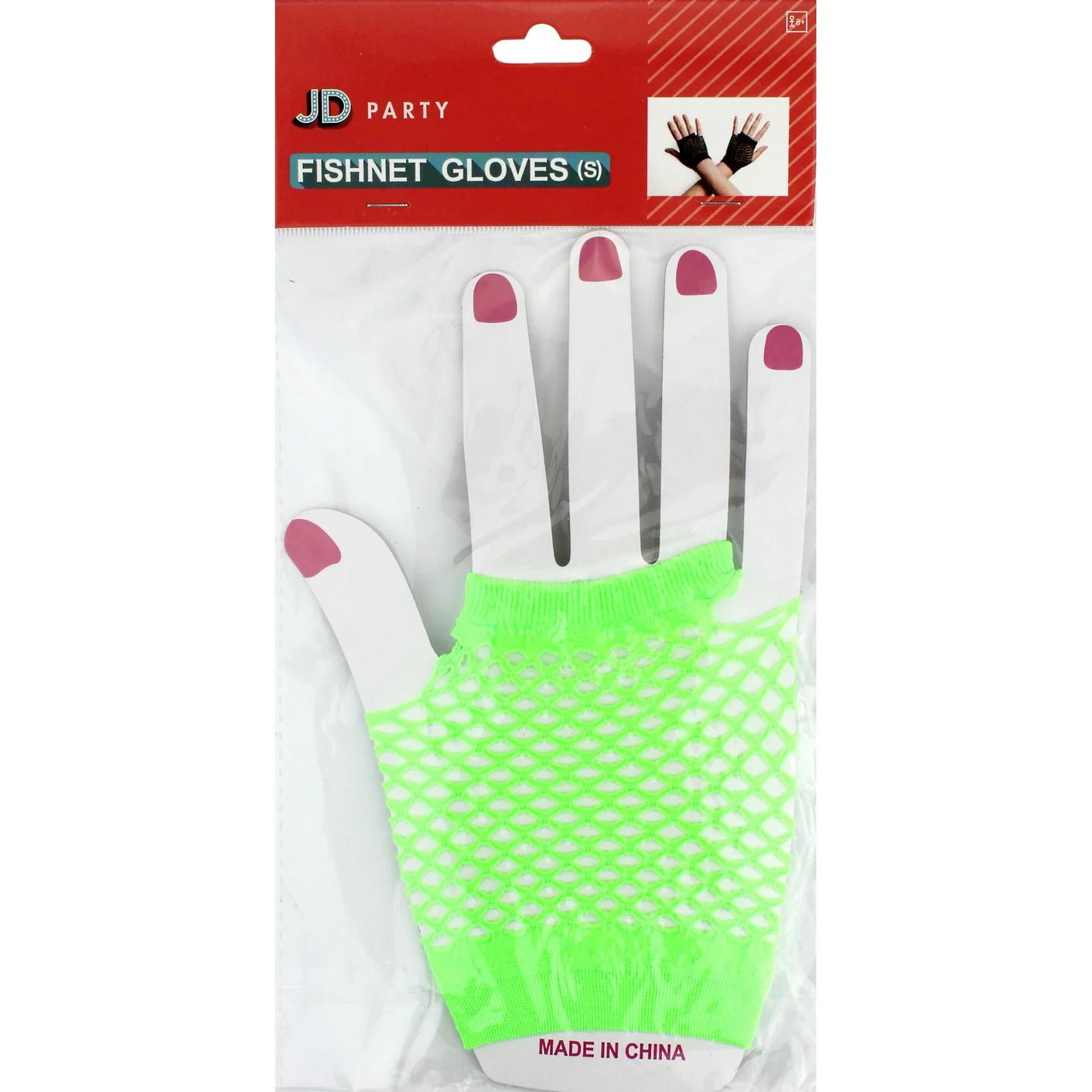 Lime Green Short Fingerless Fishnet Gloves - Party Owls
