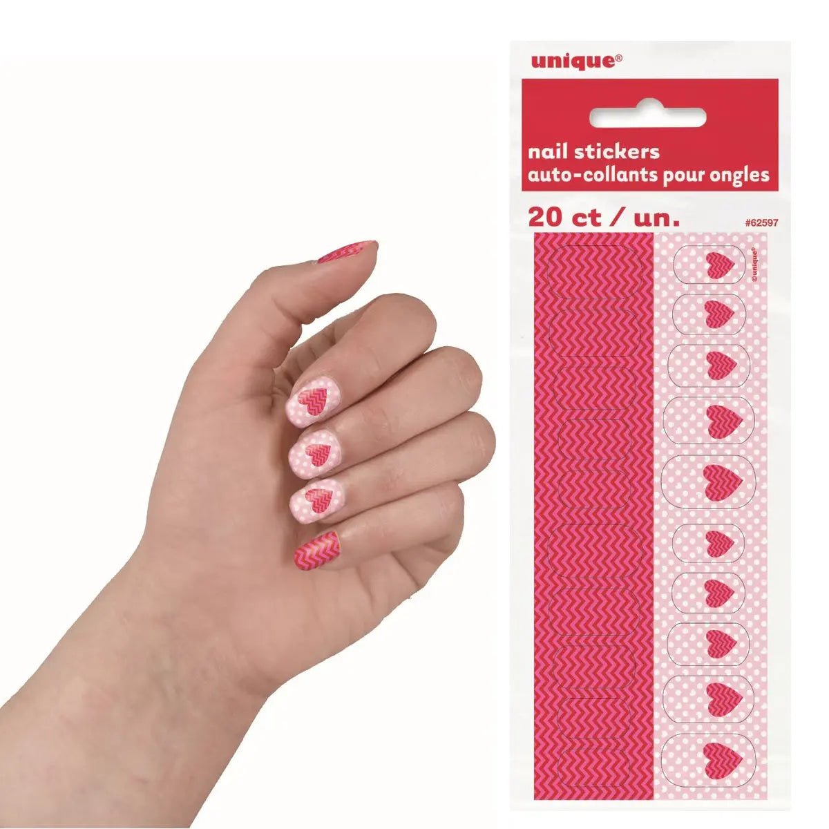 Love Hearts Nail Stickers 20pcs - Party Owls