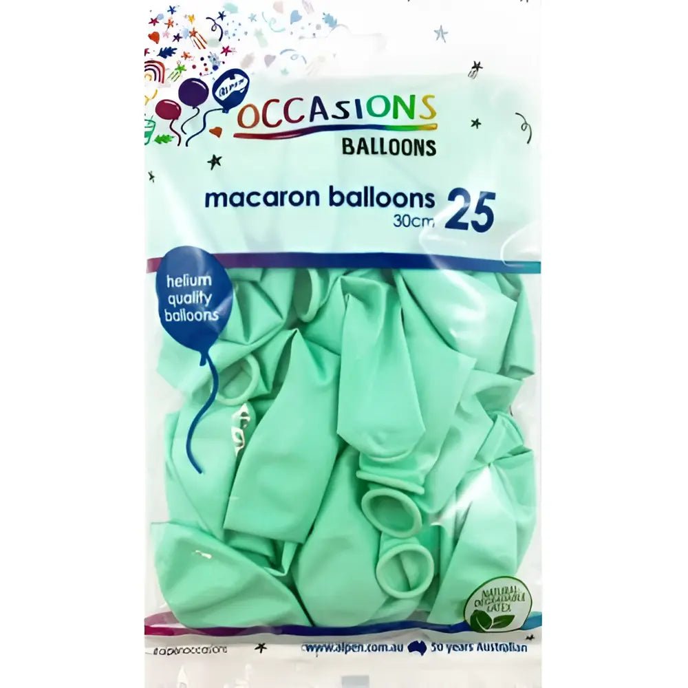 Macaron Light Green Latex Balloons 30cm (12") 25pk - Party Owls