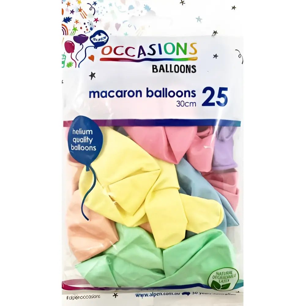 Macaron Multi - colour Latex Balloons 30cm (12") 25pk - Party Owls