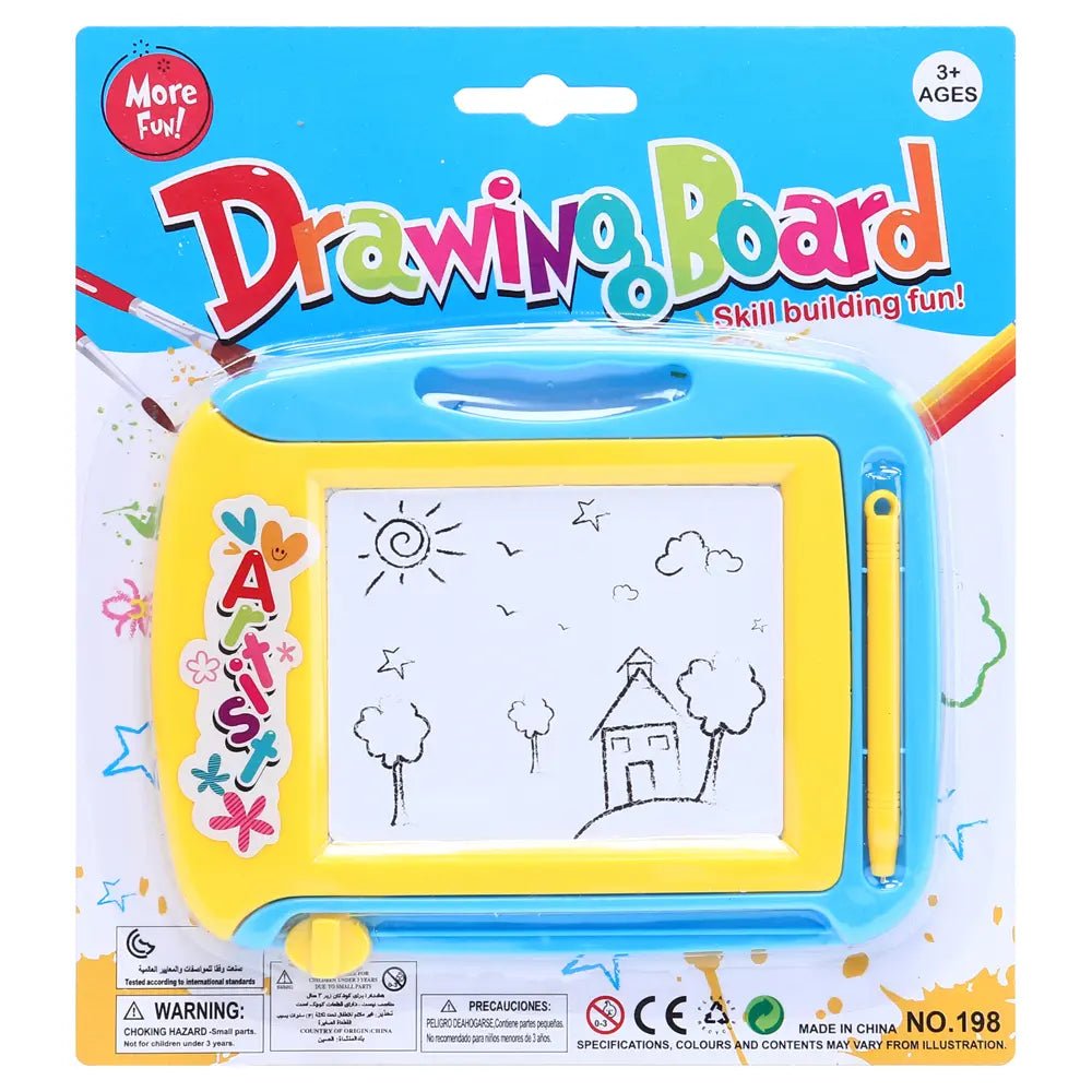 Magnetic Erasable Drawing Board 16cm Yellow/Blue - Party Owls