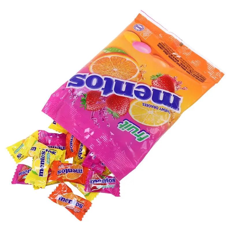 Mentos Fruit Chewy Dragees 135g Bag (50pcs) Single Flow Wrap - Party Owls