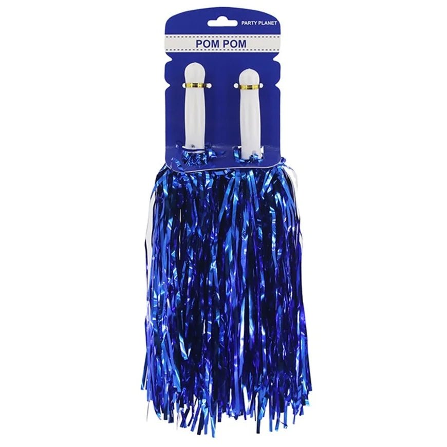 Metallic Blue Pom Poms 2pcs - Party Owls