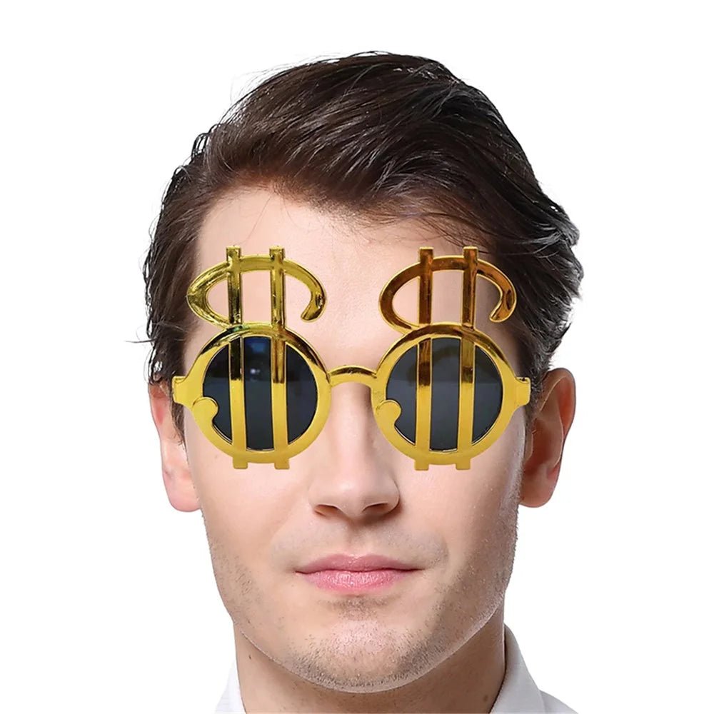 Metallic Gold Dollar Sign Party Glasses - Party Owls