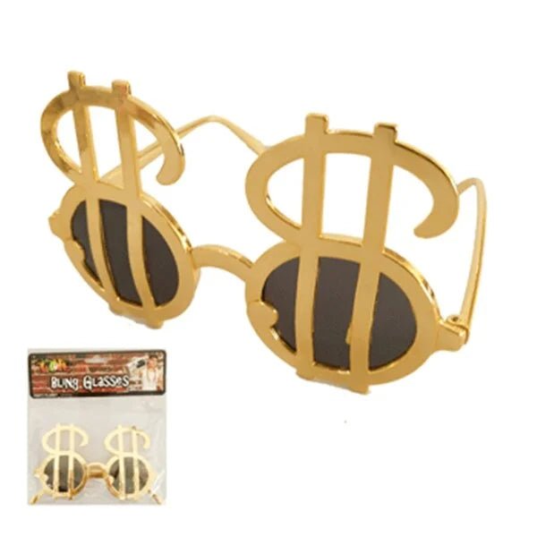 Metallic Gold Dollar Sign Party Glasses - Party Owls