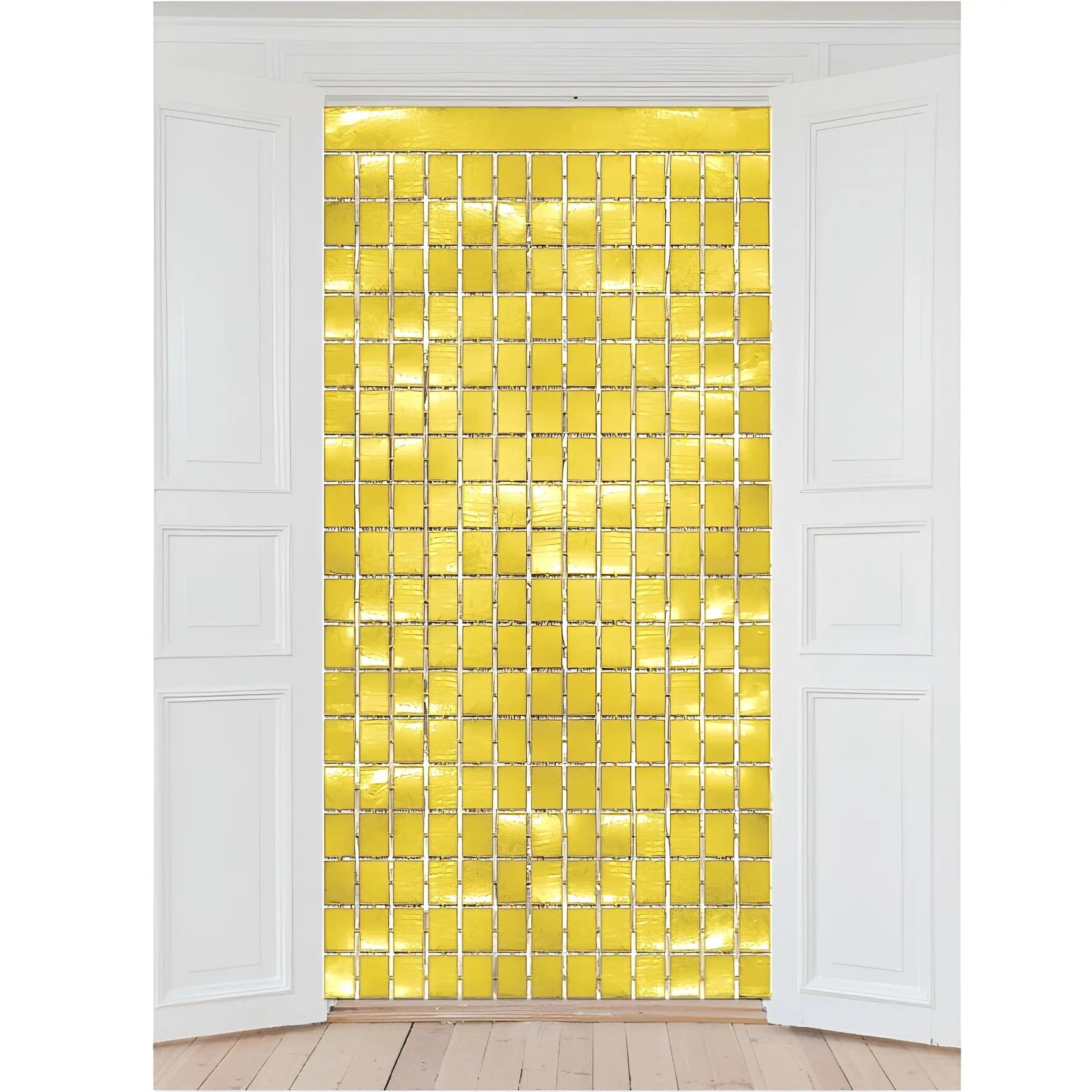 Metallic Gold Foil Square Curtain 90cm x 2m Backdrop - Party Owls