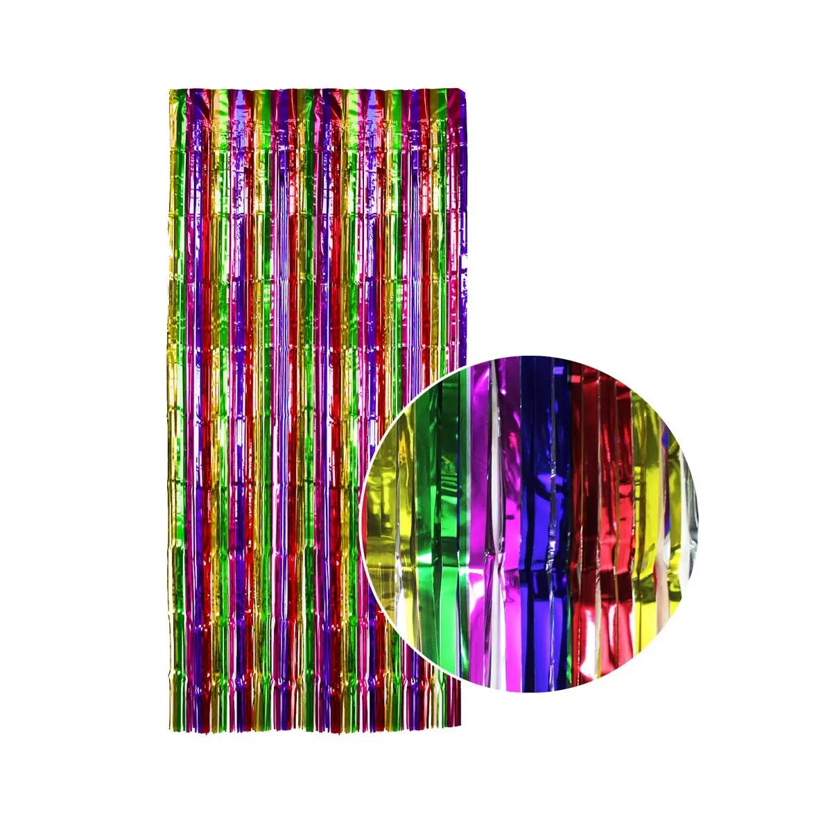 Metallic Rainbow Foil Curtain 2M x 1M Backdrop - Party Owls