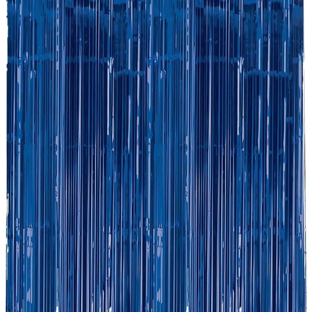 Metallic Royal Blue Foil Curtain 2.4m x 91cm Backdrop - Party Owls