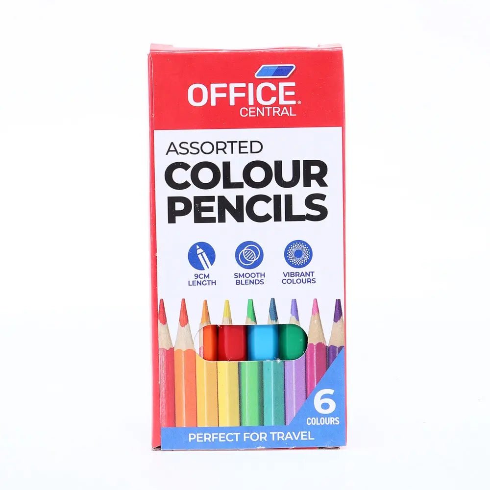 Mini Coloured Pencils 6pcs Assorted Colours - Party Owls
