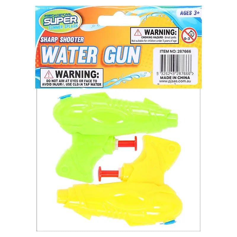 Mini Water Guns 4pcs 10cm Pistols Assorted Colours - Party Owls