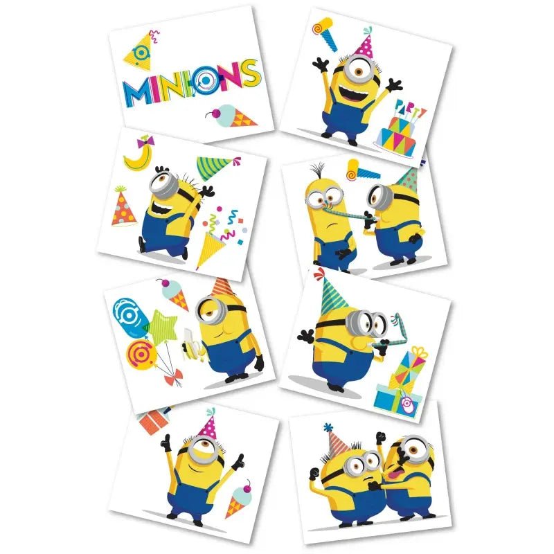 Minions Fake Tattoos 8pcs (1 Sheet) Party Favour - Party Owls