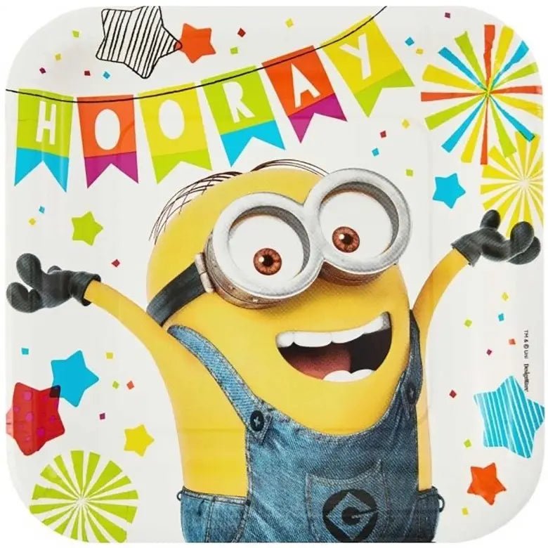 Minions Large Paper Plates 23cm (9") 8pk Square - Party Owls