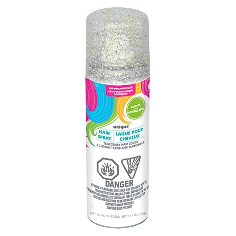 Multi-coloured Glitter Hair Spray 133ML Temporary Hairspray - Party Owls