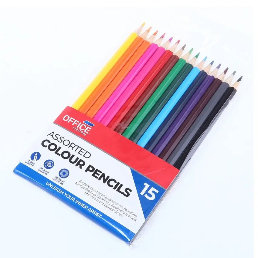 Multi - Coloured Pencils 18cm 15pk - Party Owls