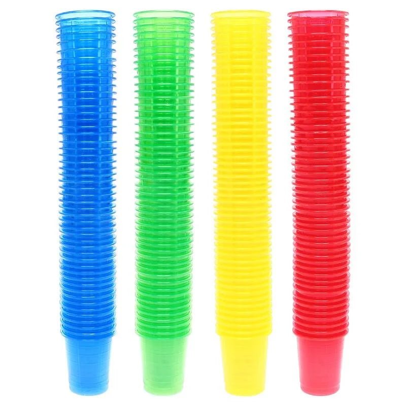 Multicoloured Plastic Shot Glasses 30ml 200pcs Drinkware - Party Owls