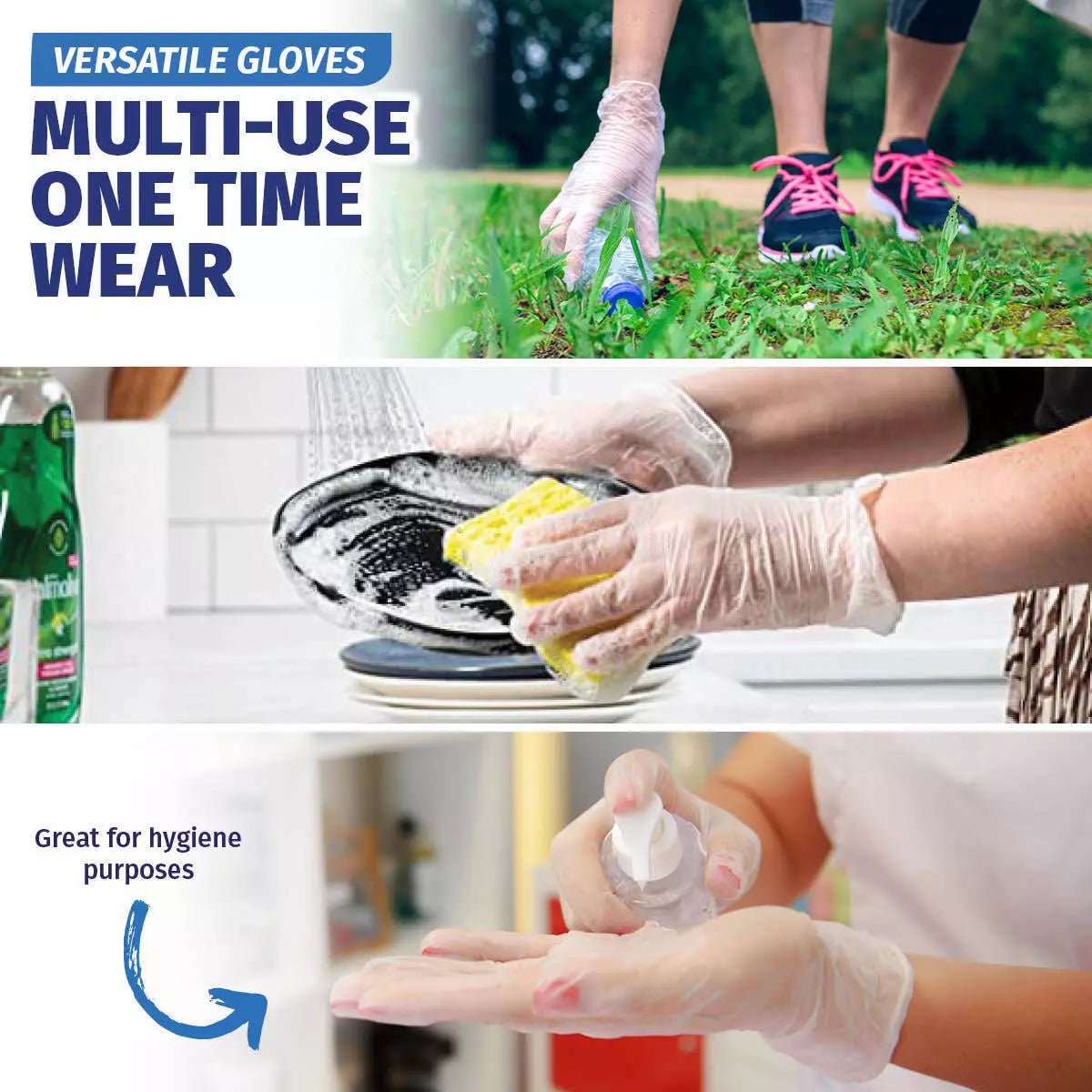 Multipurpose Disposable Gloves 250pk Powder Free Cleaning & Food Handling - Party Owls