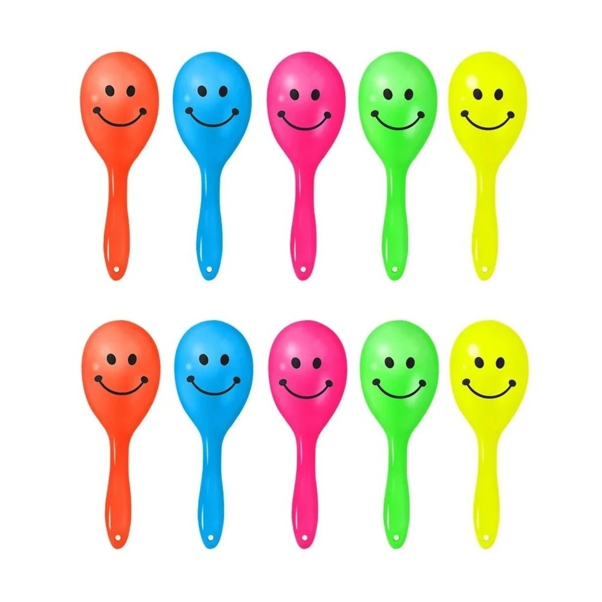 Neon Smily Face Mini Maracas 10pcs Party Favours - Party Owls