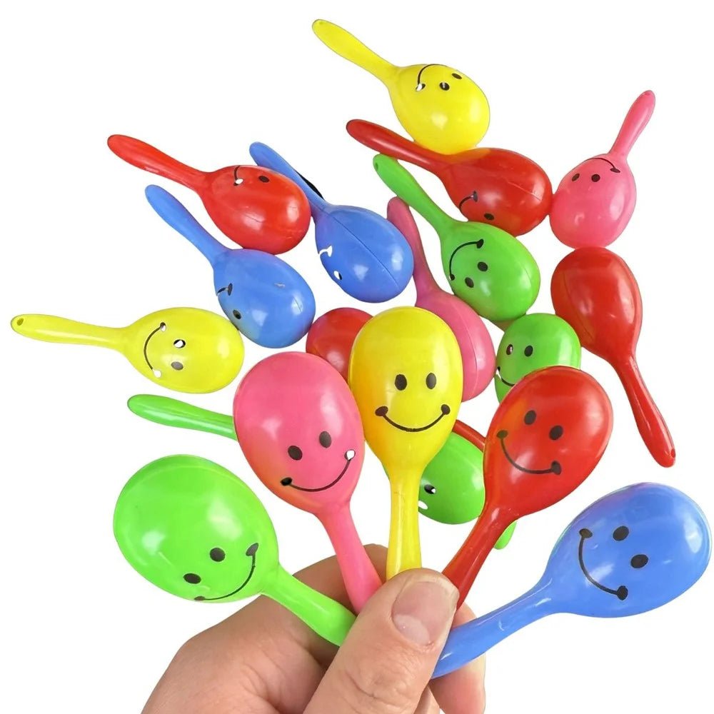 Neon Smily Face Mini Maracas 10pcs Party Favours - Party Owls
