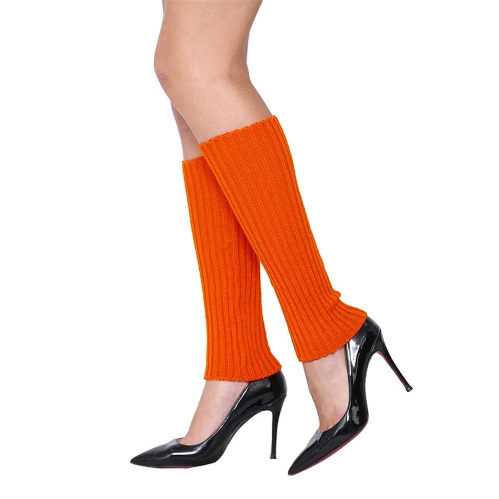 Orange Leg Warmers Chunky Knit - Party Owls