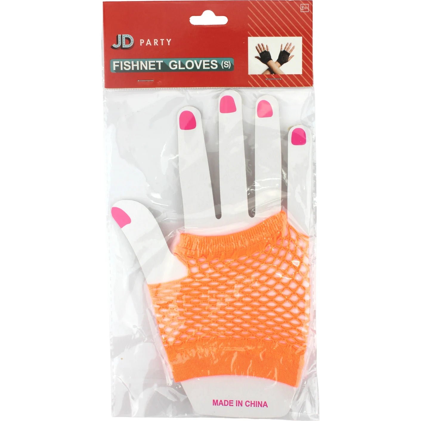 Orange Short Fingerless Fishnet Gloves - Party Owls