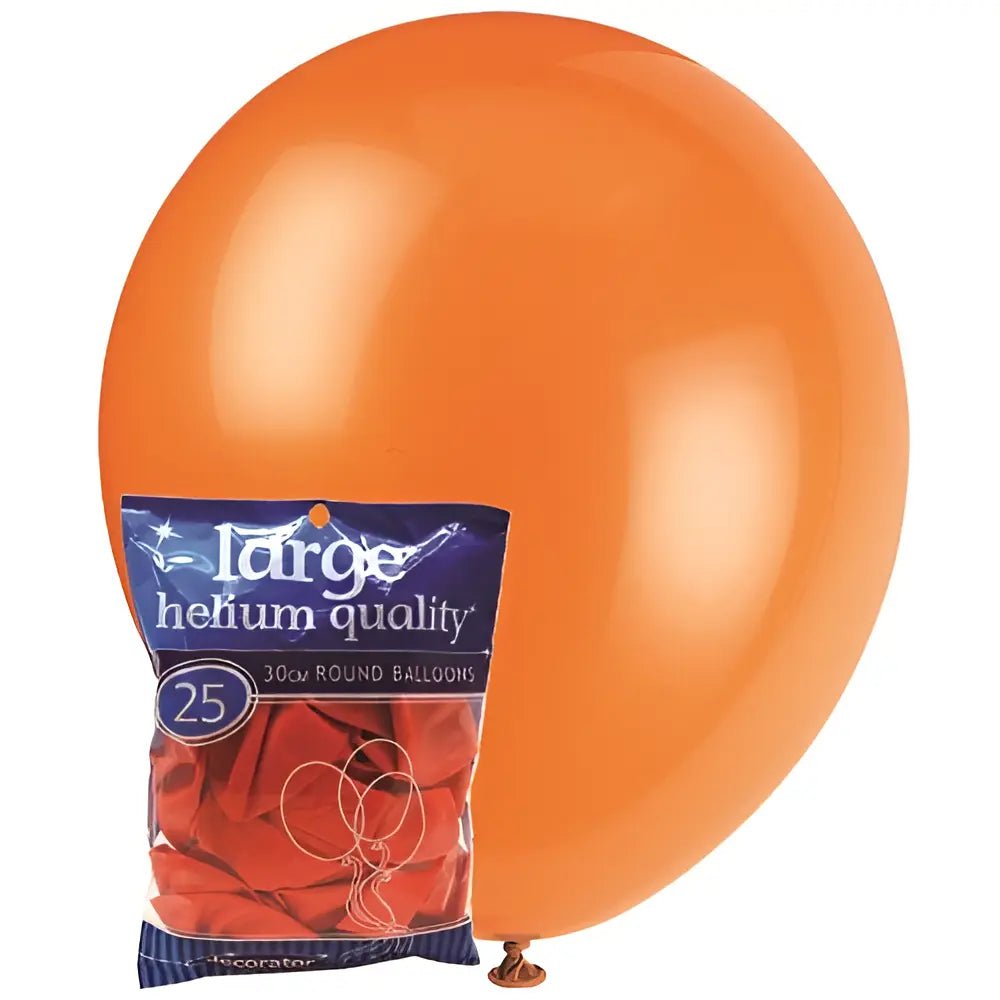 Orange Solid Colour Latex Balloons 30cm (12") 25pk - Party Owls