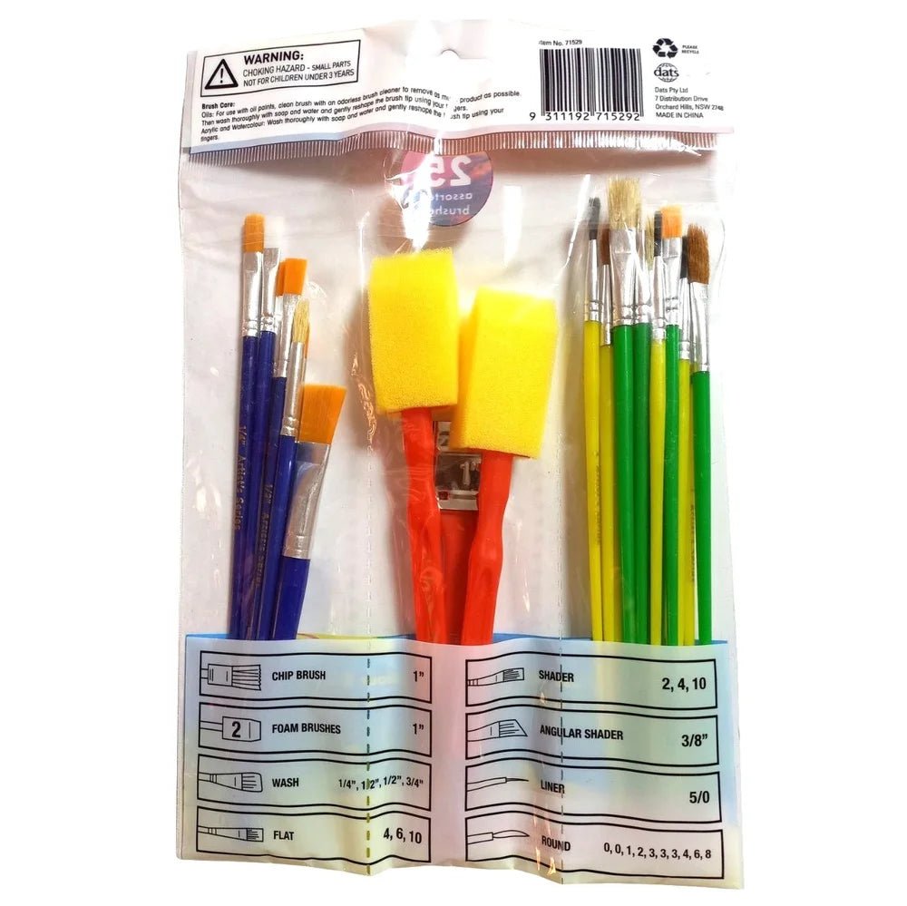 Paint Brushes Set 25pcs Assorted Sizes - Party Owls