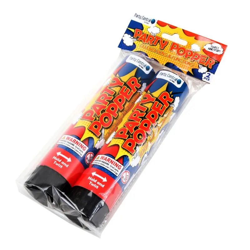 Party Poppers 20cm 2pk Medium Sized - Party Owls