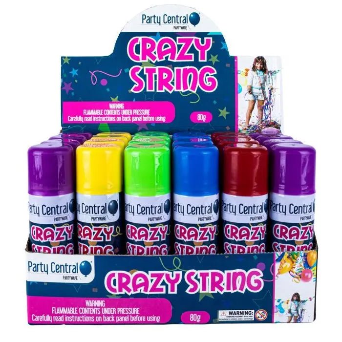 Party String 24pk Crazy String Assorted Colours - Party Owls