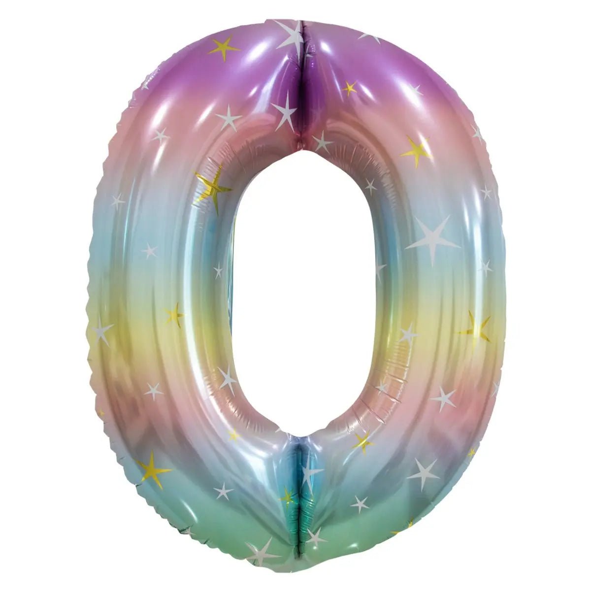 Pastel Rainbow Number 0 Giant Numeral Foil Balloon 86cm (34") - Party Owls