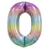 Pastel Rainbow Number 0 Giant Numeral Foil Balloon 86cm (34") - Party Owls