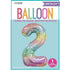 Pastel Rainbow Number 2 Giant Numeral Foil Balloon 86cm (34") - Party Owls