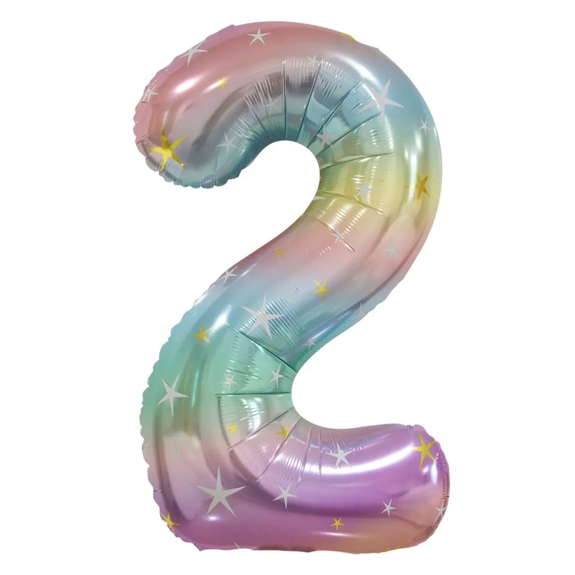 Pastel Rainbow Number 2 Giant Numeral Foil Balloon 86cm (34") - Party Owls