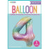 Pastel Rainbow Number 4 Giant Numeral Foil Balloon 86cm (34") - Party Owls