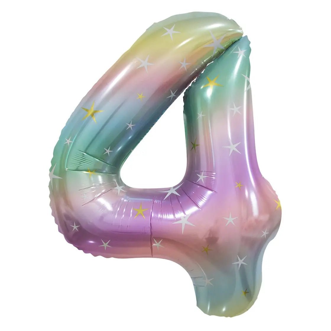 Pastel Rainbow Number 4 Giant Numeral Foil Balloon 86cm (34") - Party Owls