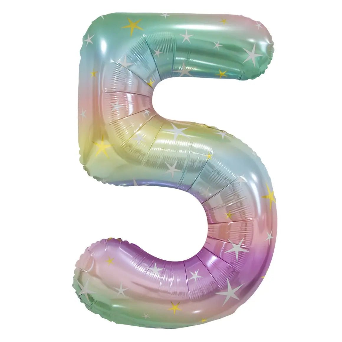 Pastel Rainbow Number 5 Giant Numeral Foil Balloon 86cm (34") - Party Owls