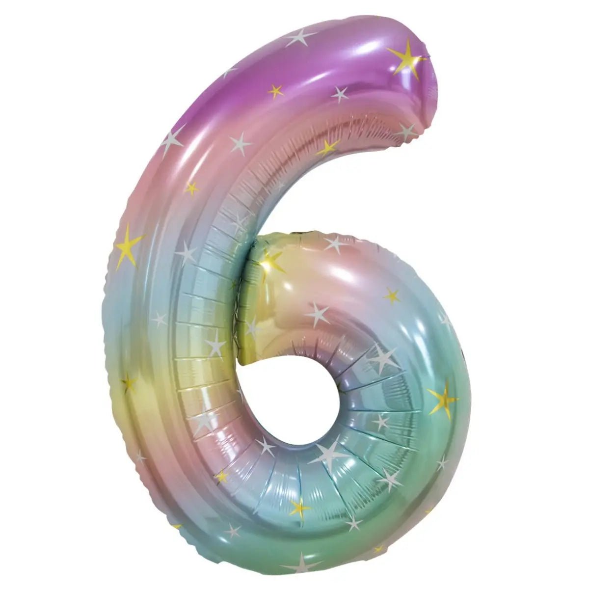 Pastel Rainbow Number 6 Giant Numeral Foil Balloon 86cm (34") - Party Owls