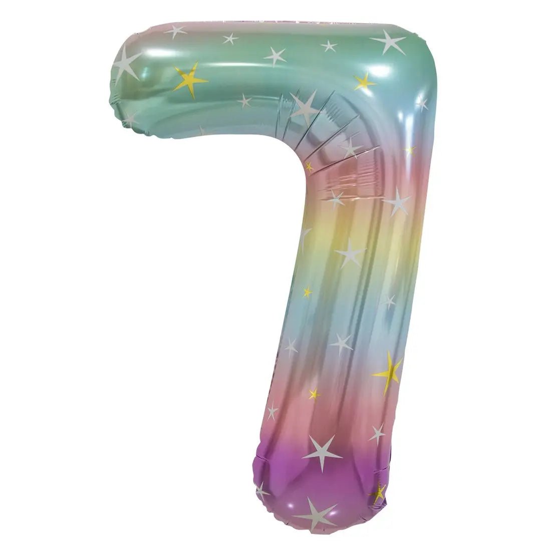 Pastel Rainbow Number 7 Giant Numeral Foil Balloon 86cm (34") - Party Owls