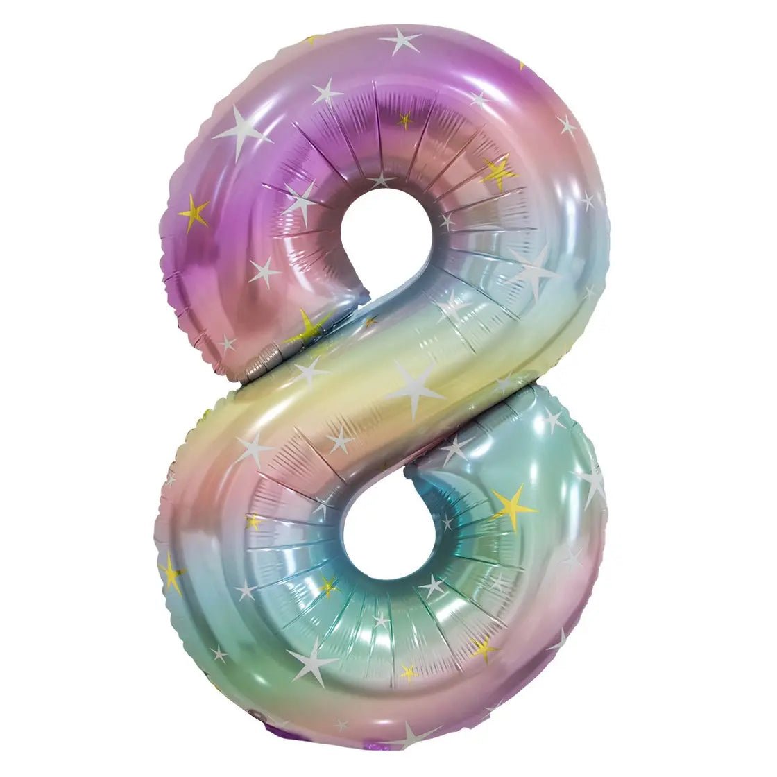 Pastel Rainbow Number 8 Giant Numeral Foil Balloon 86cm (34") - Party Owls