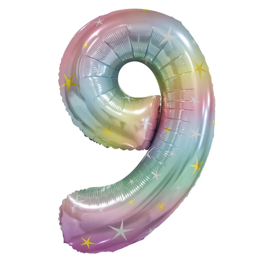 Pastel Rainbow Number 9 Giant Numeral Foil Balloon 86cm (34") - Party Owls
