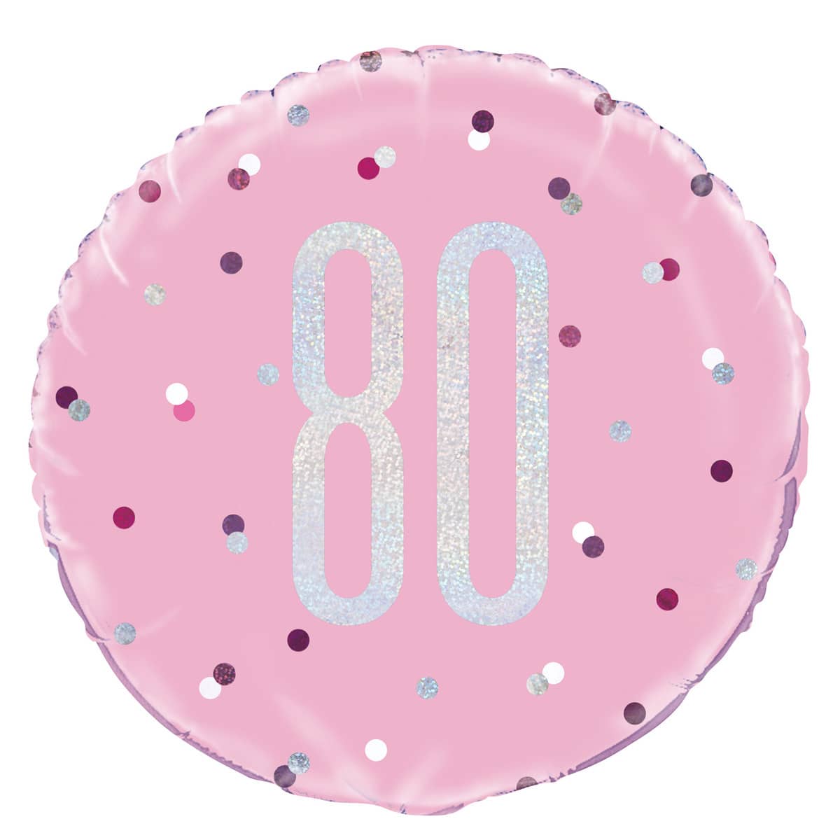 Pink 80th Birthday Foil Prismatic Balloon 45cm (18") - Party Owls