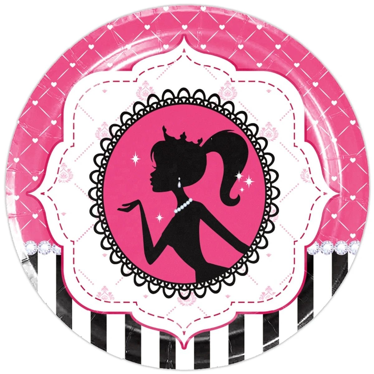 Pink Fashion Girl Large Paper Plates 23cm (9") 10pcs - Party Owls